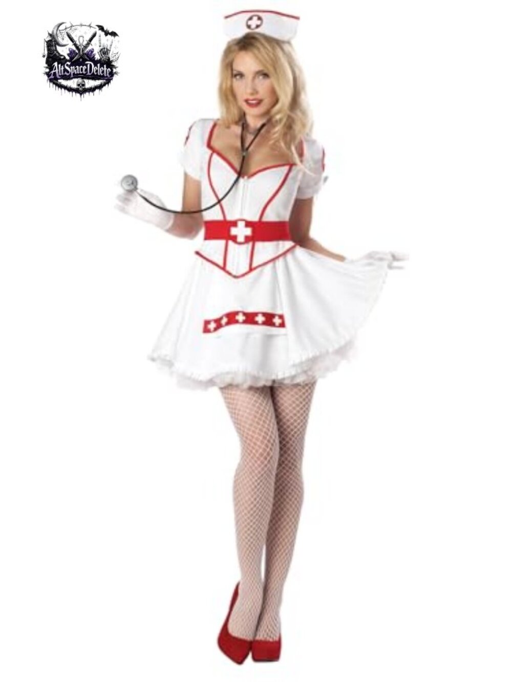 Nurse Heartbreaker Costume Dress Hat Belt XL 12-14 Women's Halloween